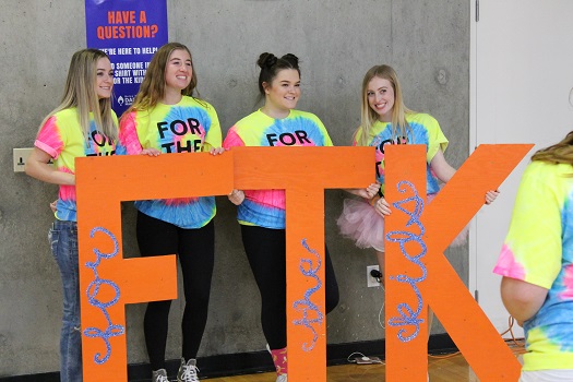 For the Kids (FTK) sign at the Dance Marathon event.